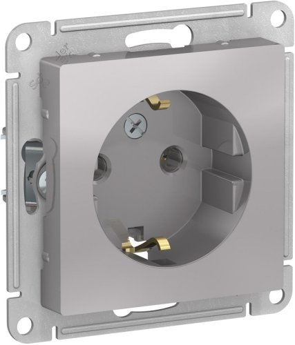 Розетка с заземлением без рамки Systeme Electric AtlasDesign 1-м. алюминий картинка